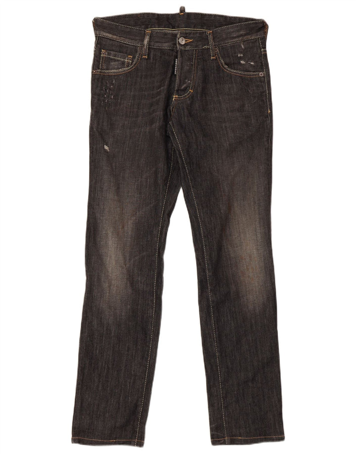 Dsquared2 Herren Distressed Straight Jeans IT 44 XS W32 L30 Graue Baumwolle