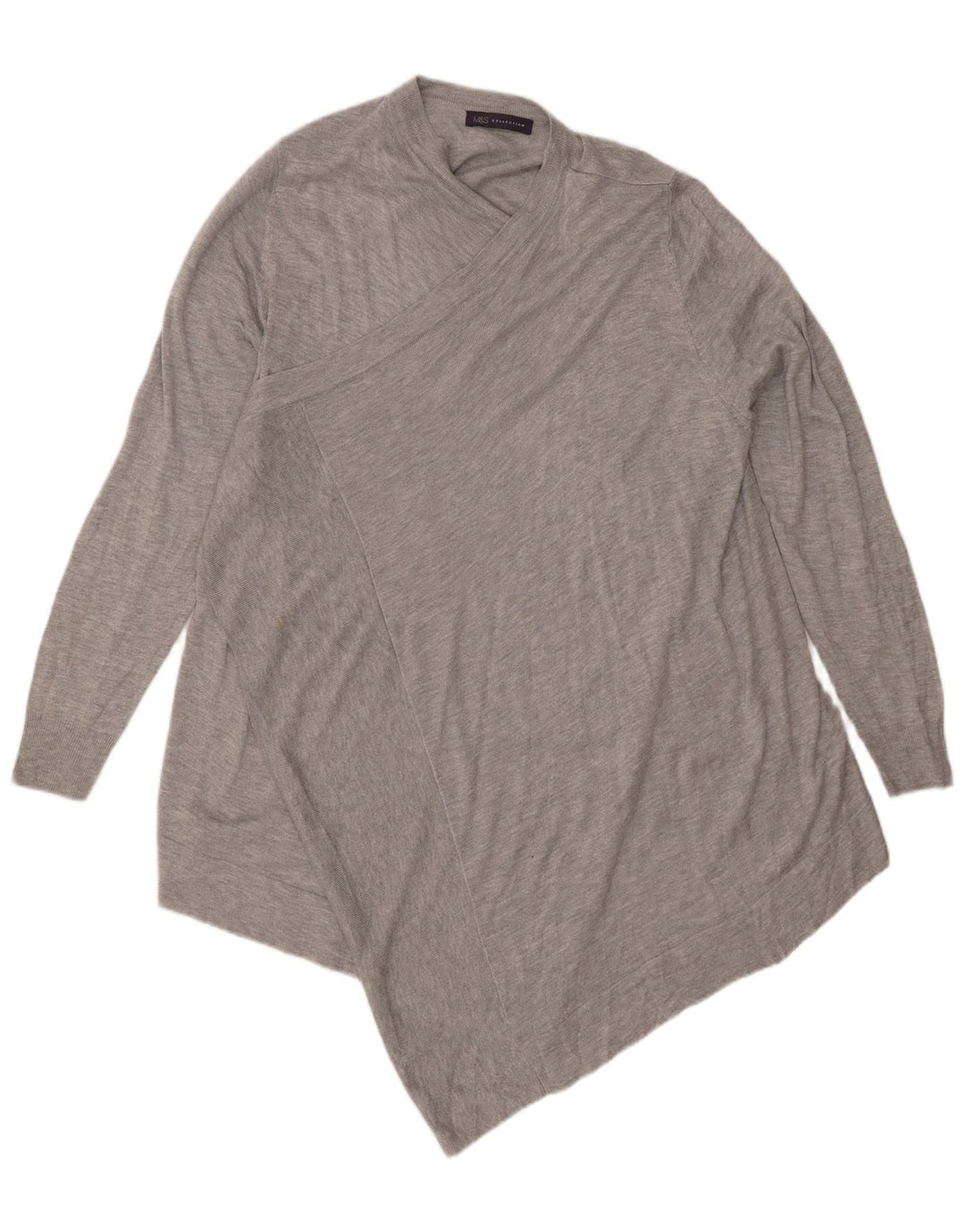 Marks & Spencer Damen Pullover mit asymmetrischem V-Ausschnitt, Gr. 14, Mittelgrau
