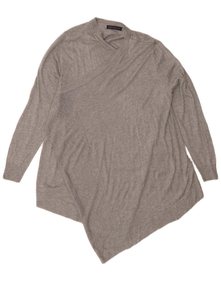 Marks & Spencer Damen Pullover mit asymmetrischem V-Ausschnitt, Gr. 14, Mittelgrau