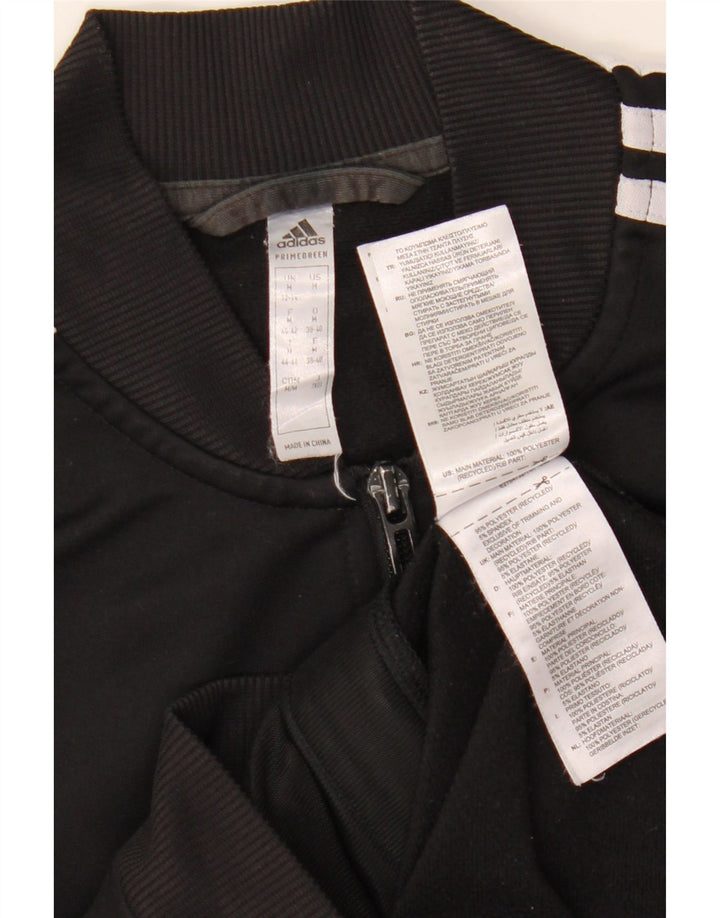 ADIDAS Damen-Trainingsanzug-Top-Jacke UK 12/14 Mittelschwarzes Polyester