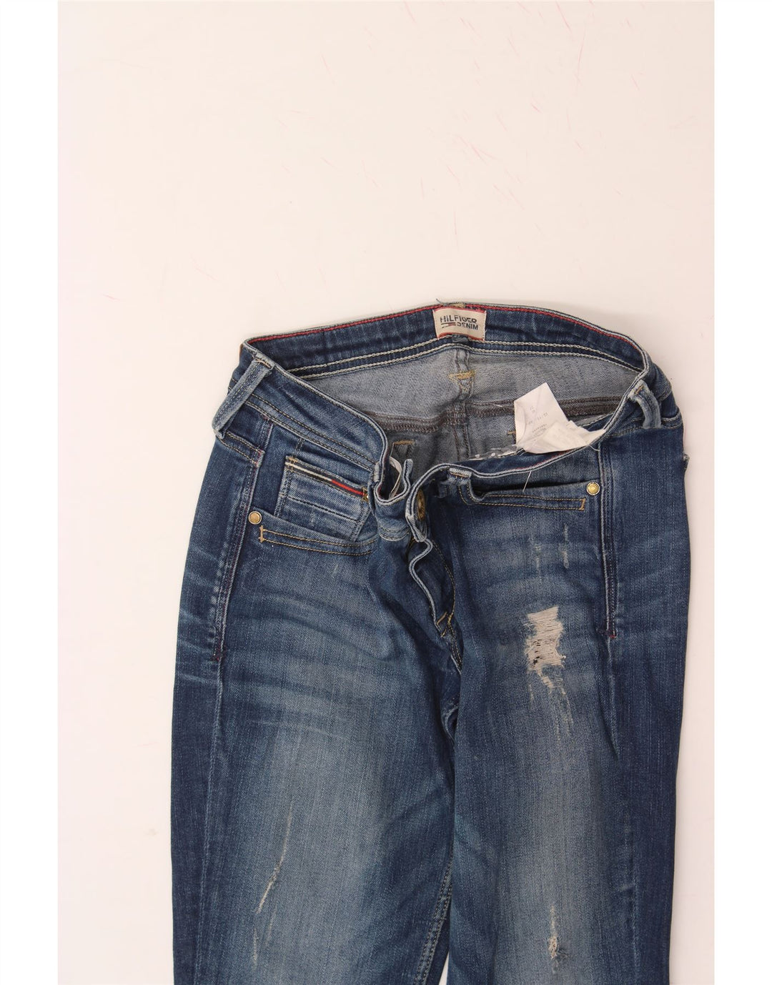 TOMMY HILFIGER Womens Distressed Skinny Jeans W27 L32 Blue Vintage Tommy Hilfiger and Second-Hand Tommy Hilfiger from Messina Hembry 