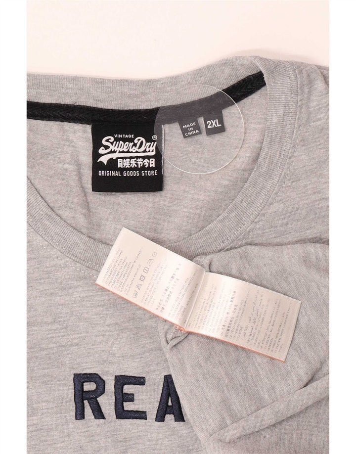 Superdry Herren Grafik-T-Shirt-Oberteil 2XL aus grauer Baumwolle