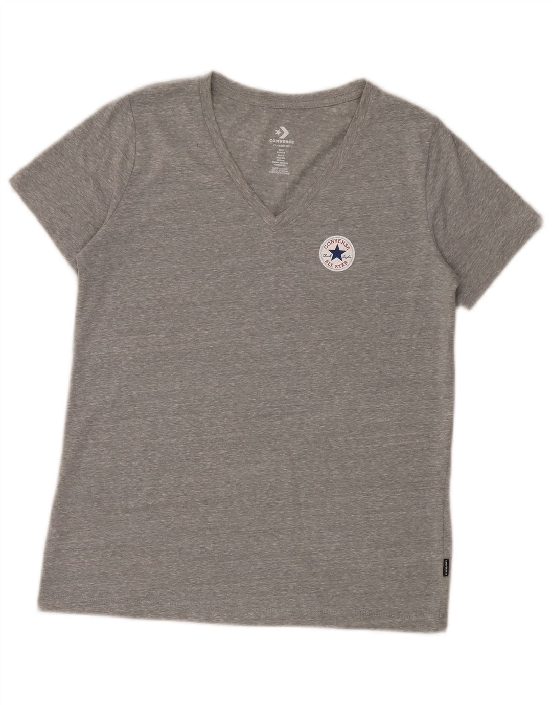 Converse Womens Classic Fit T-Shirt Top UK 10 Small Grau meliert