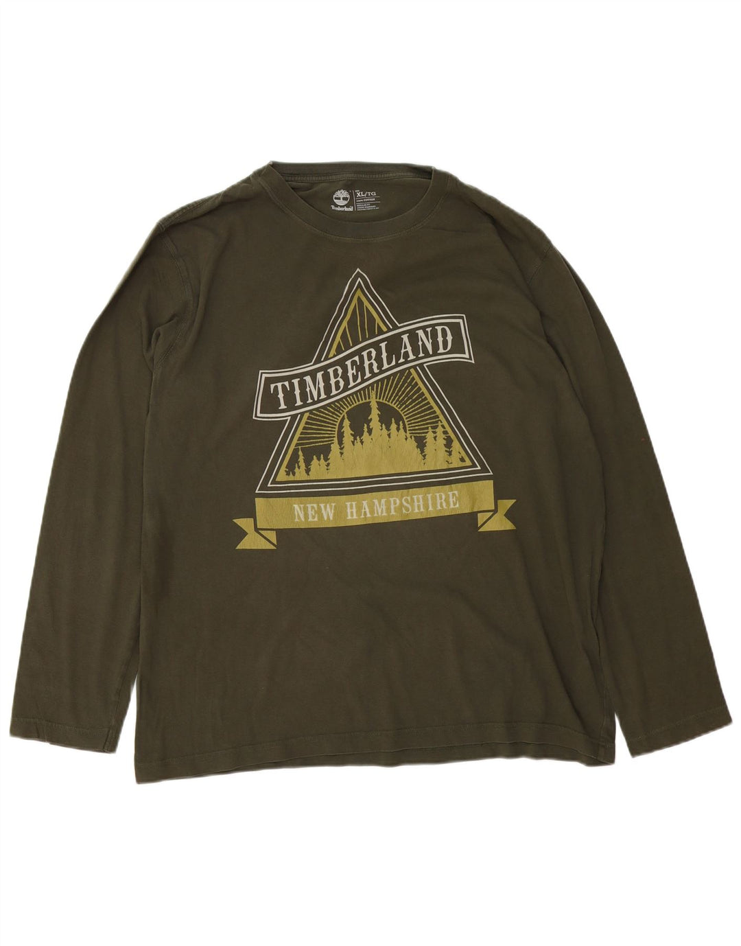 TIMBERLAND Herren Regular Fit Graphic Top Langarm XL Khaki Baumwolle