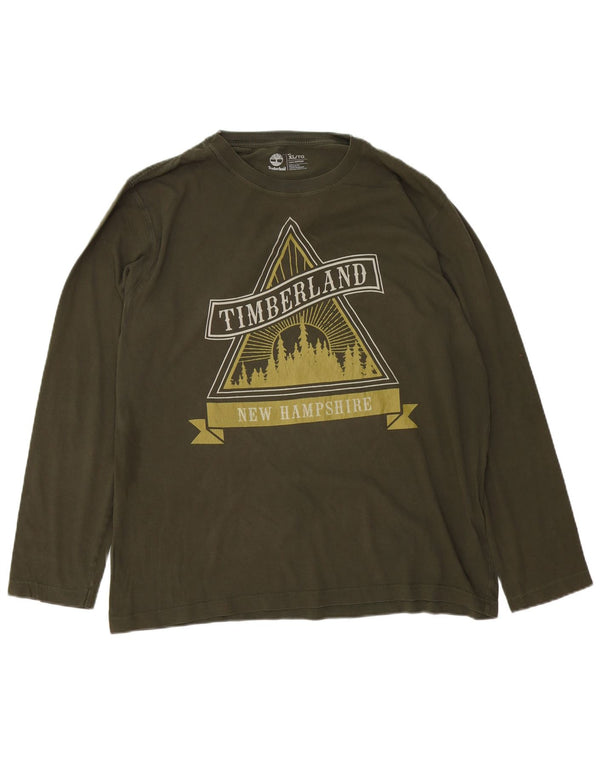 TIMBERLAND Herren Regular Fit Graphic Top Langarm XL Khaki Baumwolle