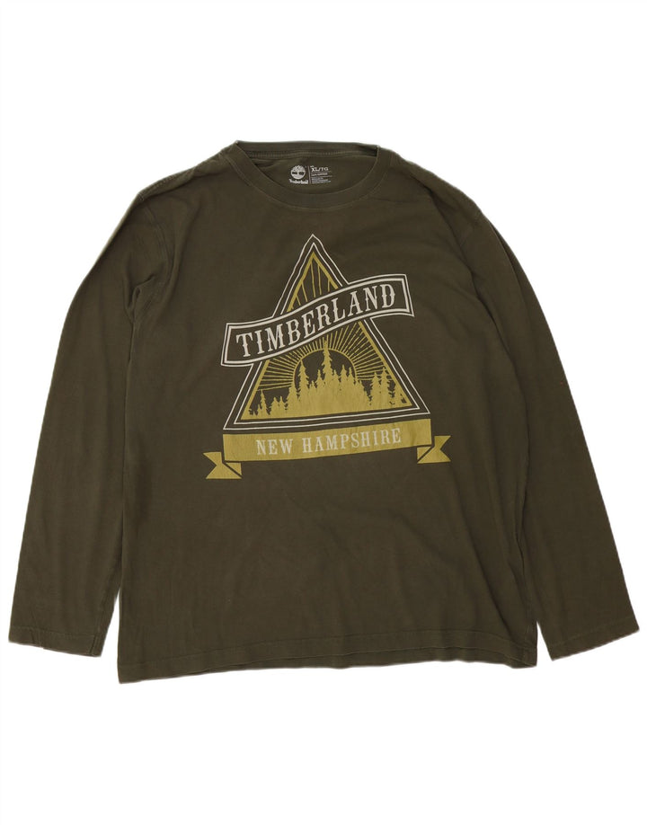 TIMBERLAND Herren Regular Fit Graphic Top Langarm XL Khaki Baumwolle