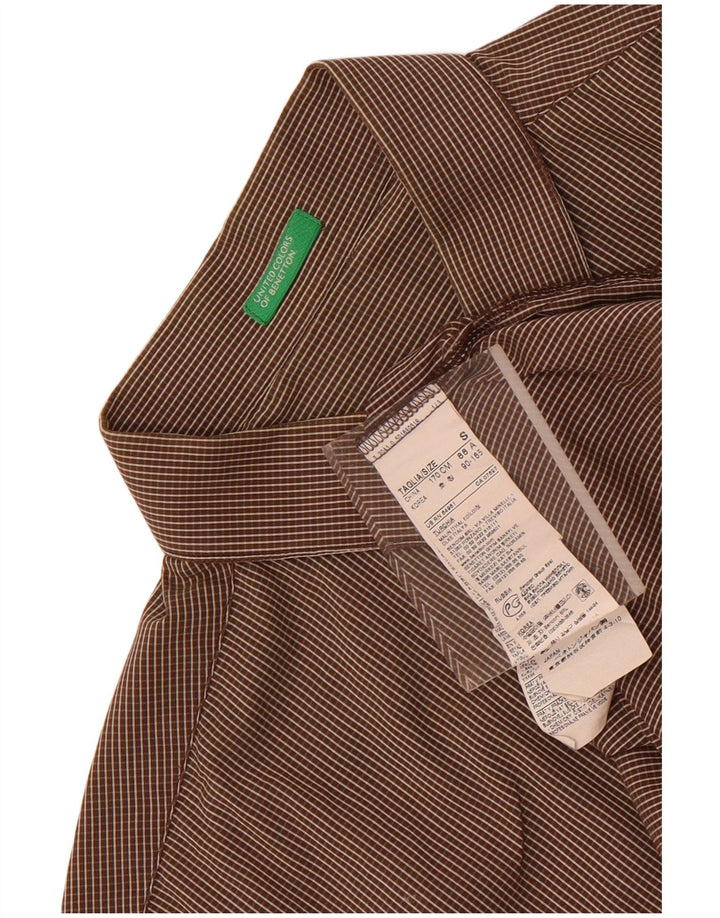 Benetton Herrenhemd, klein, braun, kariert, Baumwolle