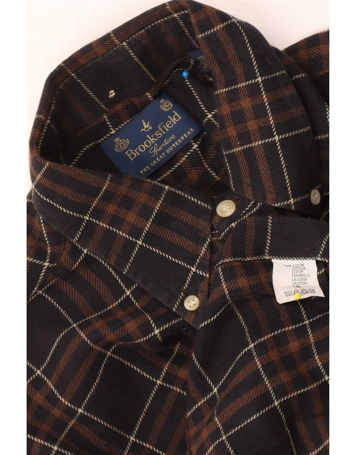 Brooksfield Herren-Flanellhemd, Größe 39, mittelbraun, karierte Baumwolle