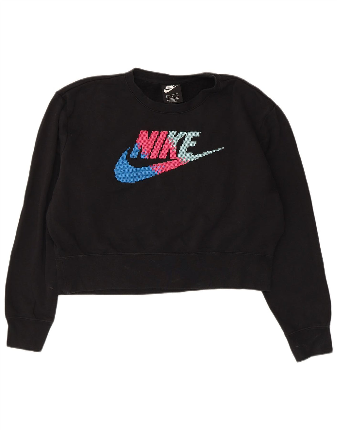 NIKE Damen-Sweatshirt mit übergroßem Crop-Grafikmotiv, Gr. 14, mittelschwarz