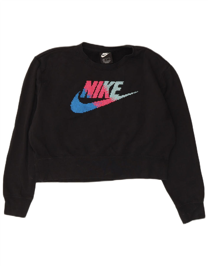 NIKE Damen-Sweatshirt mit übergroßem Crop-Grafikmotiv, Gr. 14, mittelschwarz
