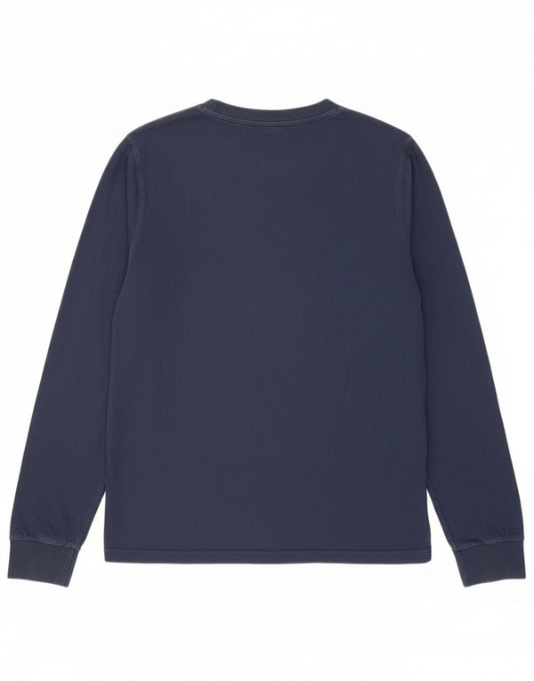 Ellesse Womens Graphic Top Langarm UK 12 Medium Marineblau Baumwolle