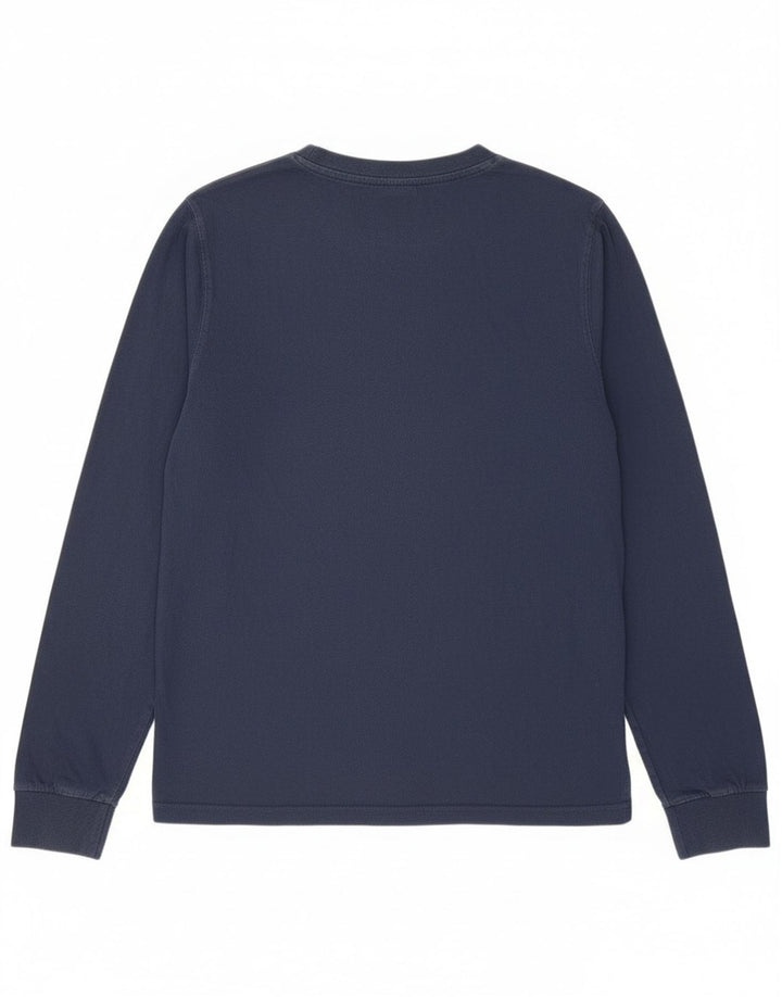 Ellesse Womens Graphic Top Langarm UK 12 Medium Marineblau Baumwolle