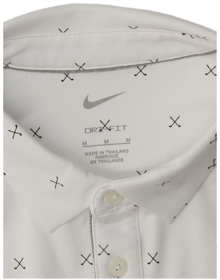 Nike Herren Dri Fit Poloshirt Mittelweißes geometrisches Polyester