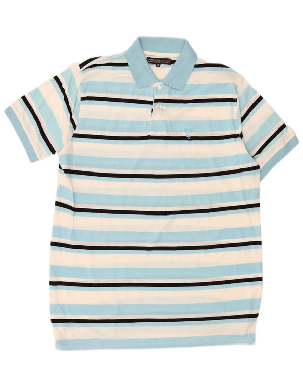 Coveri Herren-Poloshirt 2XL, blau gestreift, Baumwolle