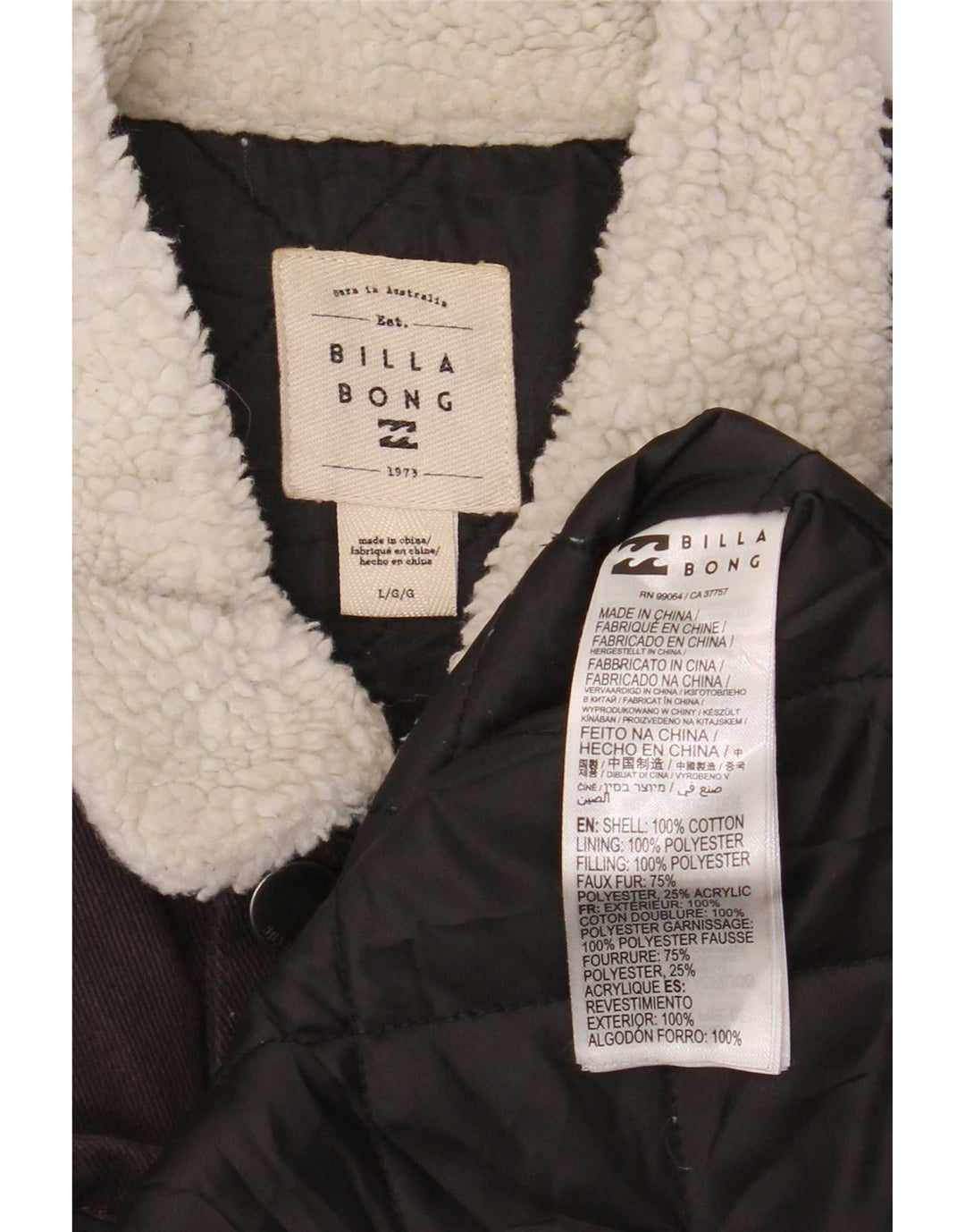 Billabong Herren-Jeansjacke mit normaler Passform, UK 40, große graue Baumwolle