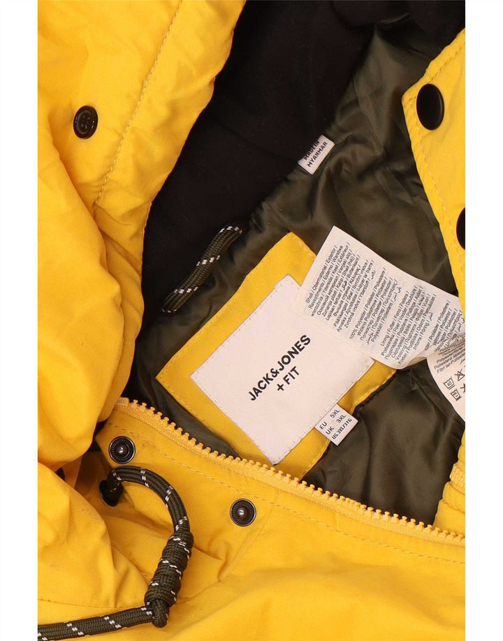 Jack & Jones Herren-Parka mit Kapuze, UK 46 3XL, gelbes Polyester