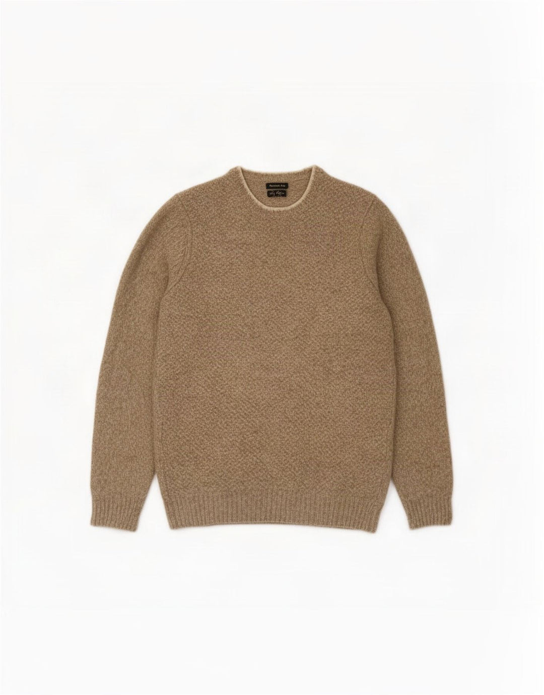 Massimo Dutti Herren-Pullover mit U-Boot-Ausschnitt, XL, Beige meliert