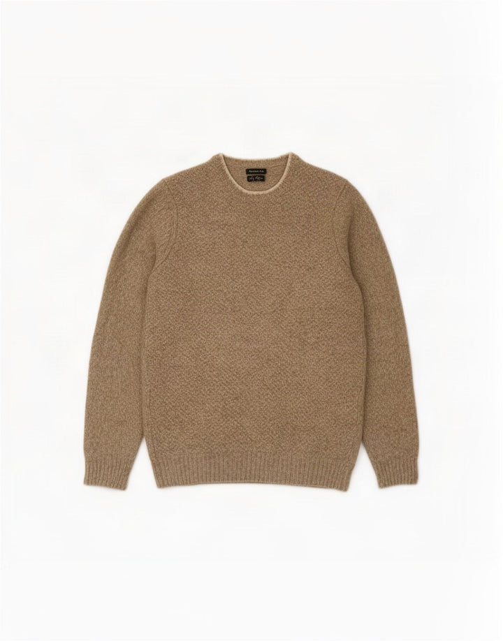 Massimo Dutti Herren-Pullover mit U-Boot-Ausschnitt, XL, Beige meliert