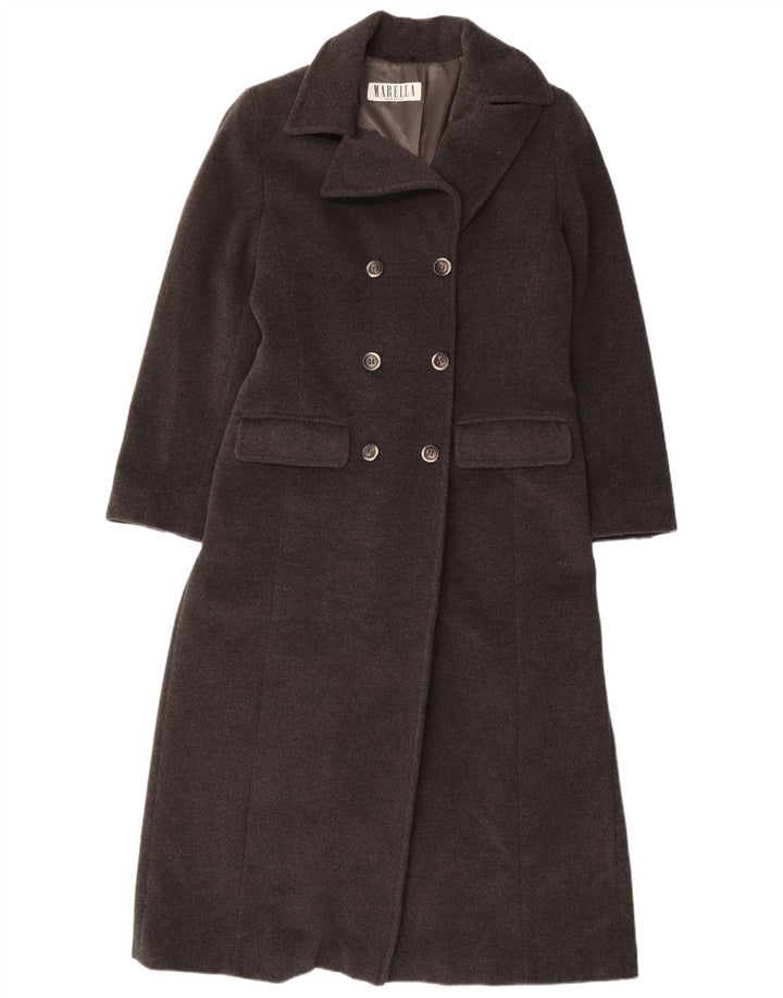 MARELLA Zweireihiger Damenmantel UK 14 Große graue Schurwolle