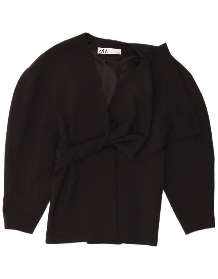 Zara Damen Blazer Jacke UK 10 Small Schwarz Polyester