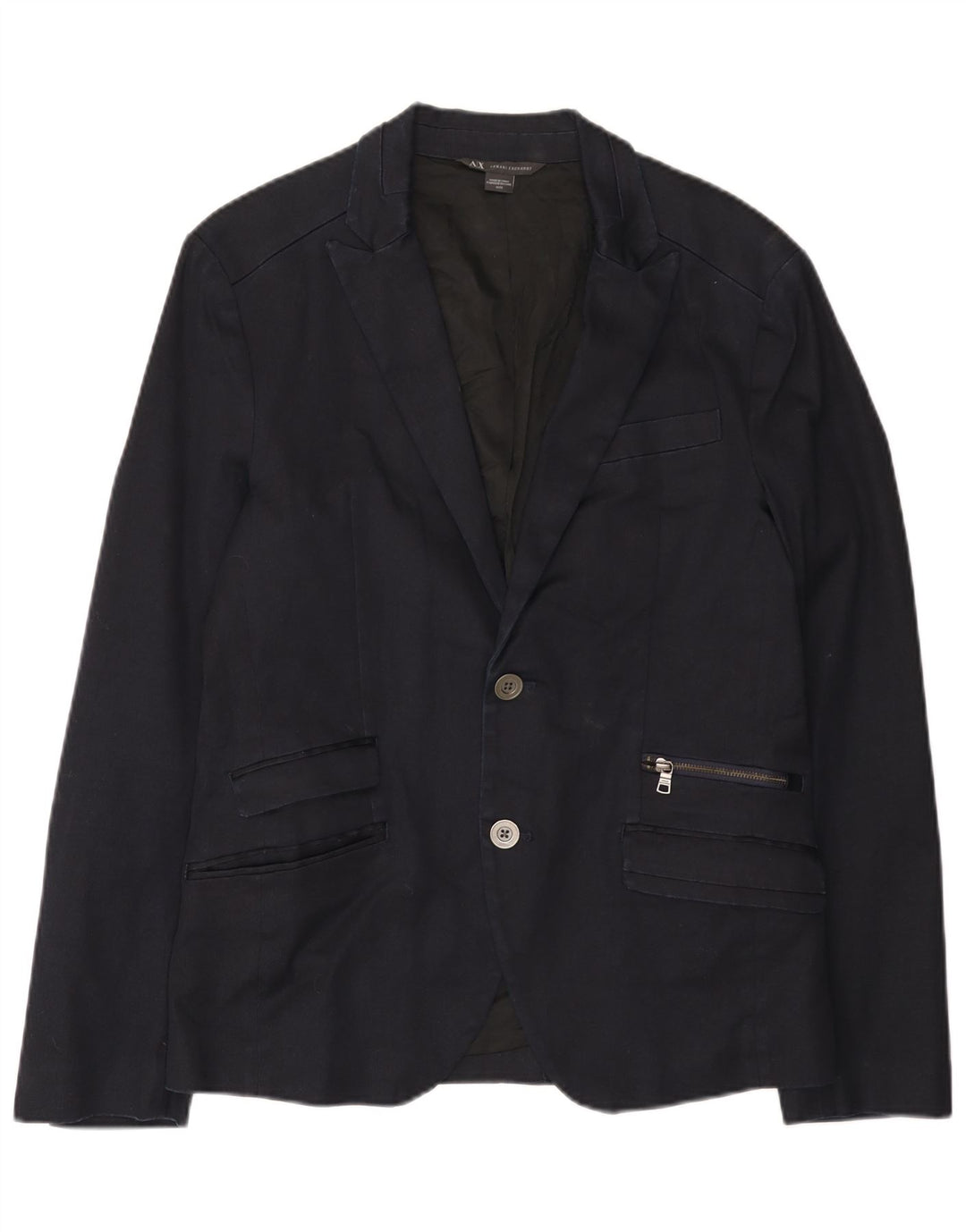 Armani Exchange Herren-Blazer mit 2 Knöpfen, UK 38, mittelmarineblaue Baumwolle