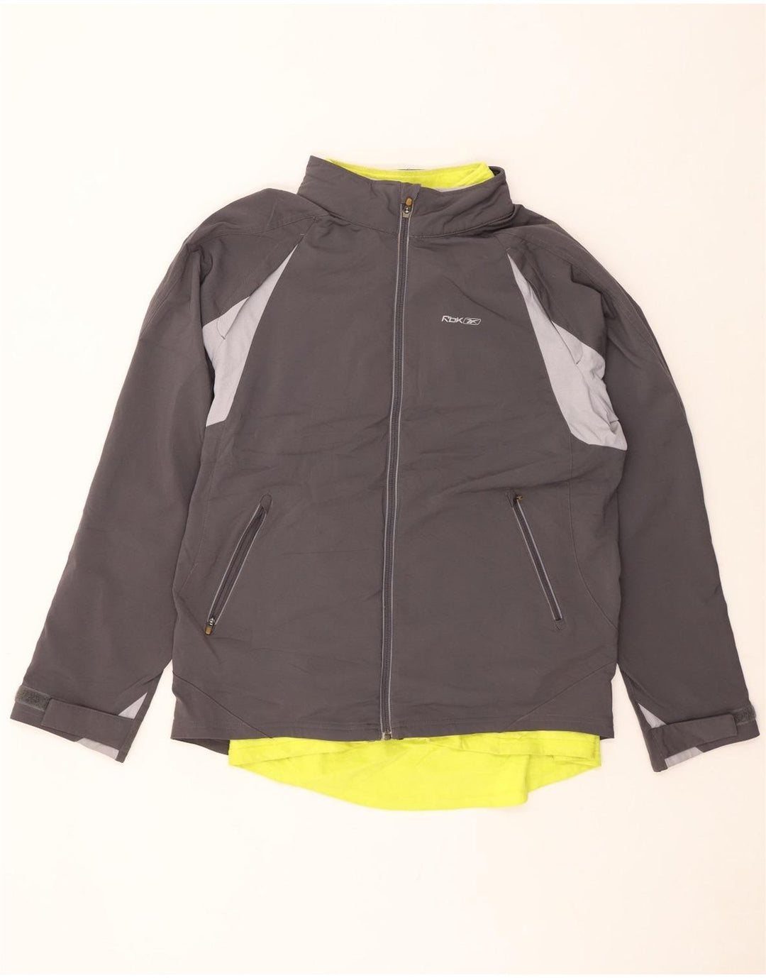 REEBOK Herren-Windbreaker-Jacke, UK 40, groß, graues Colourblock-Polyester