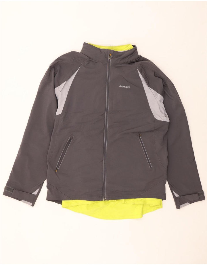 REEBOK Herren-Windbreaker-Jacke, UK 40, groß, graues Colourblock-Polyester