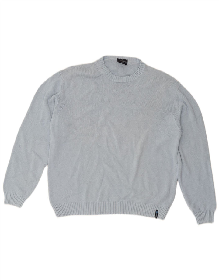 Trussardi Herren-Pullover mit Rundhalsausschnitt, Größe L, Blau