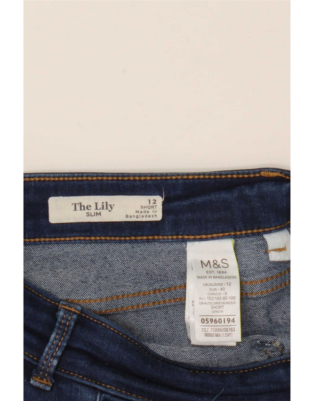 Marks & Spencer Damen The Lily Cropped Jeans UK 12 Medium W30 L25 Blau