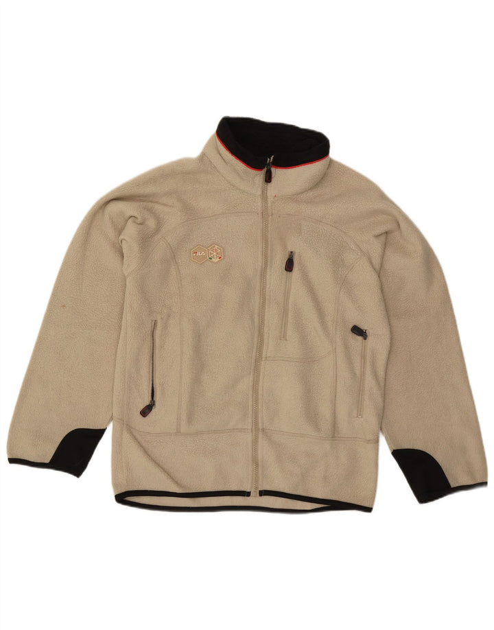 Fila Herren Fleecejacke UK 36 Small Beige Colourblock Polyester