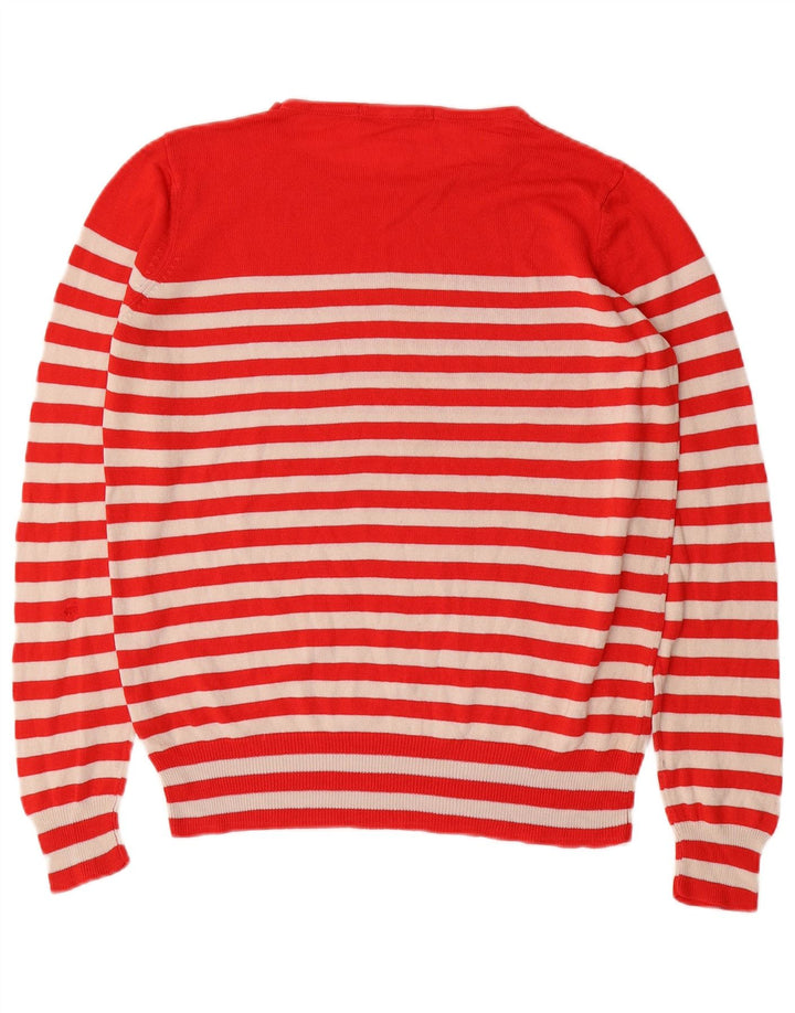 Marks & Spencer Damen-Pullover mit Rundhalsausschnitt, Gr. 14, mittelrot gestreift