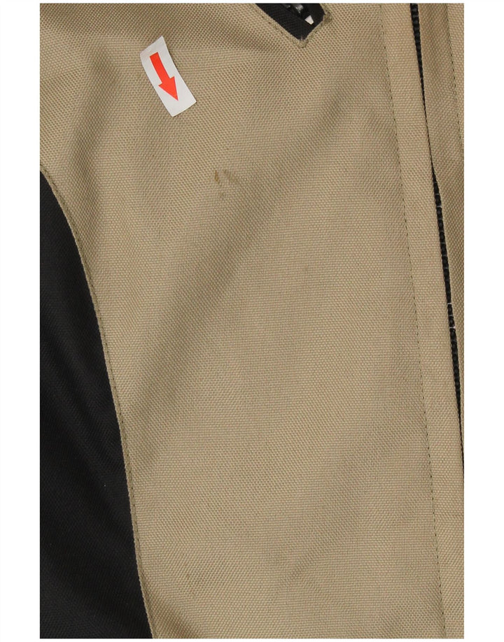 Vintage Damen Graphic Racer Jacke UK 16 Large Beige Colourblock