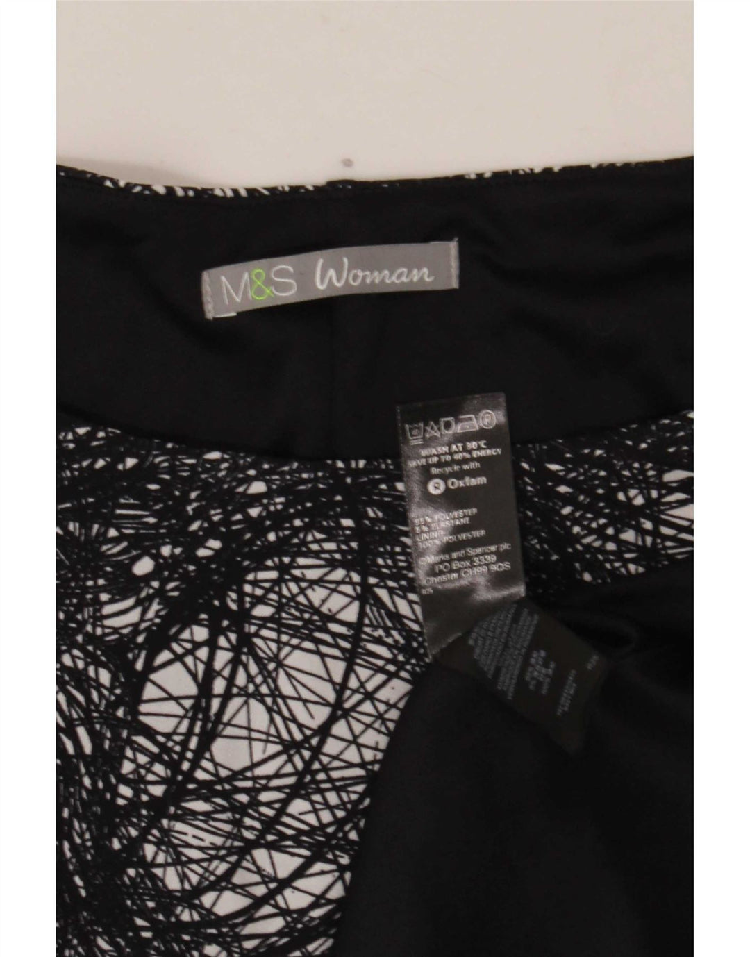 Marks & Spencer Damen Etuikleid mit abstraktem Muster UK 20 2XL Schwarz