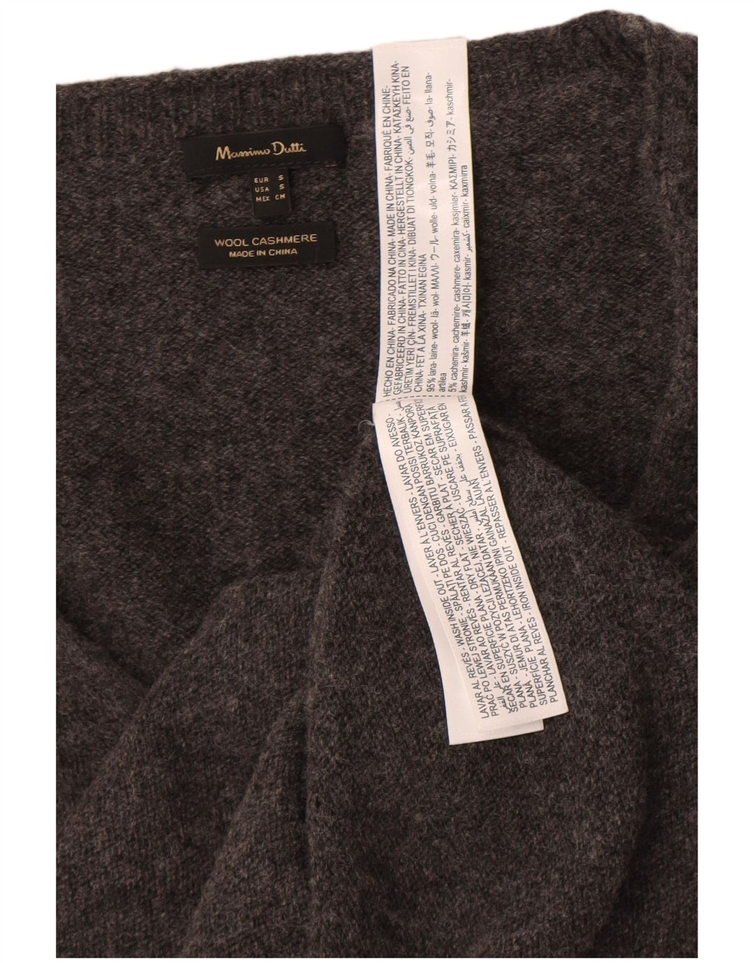 Massimo Dutti Damen-Pullover mit V-Ausschnitt, UK 10, kleine graue Wolle