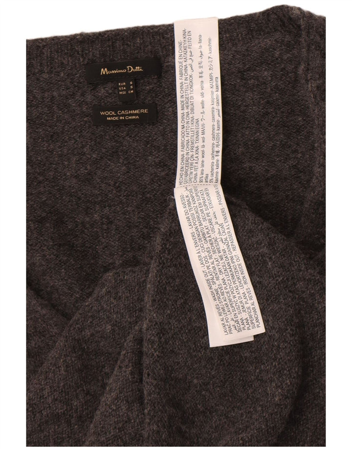 Massimo Dutti Damen-Pullover mit V-Ausschnitt, UK 10, kleine graue Wolle