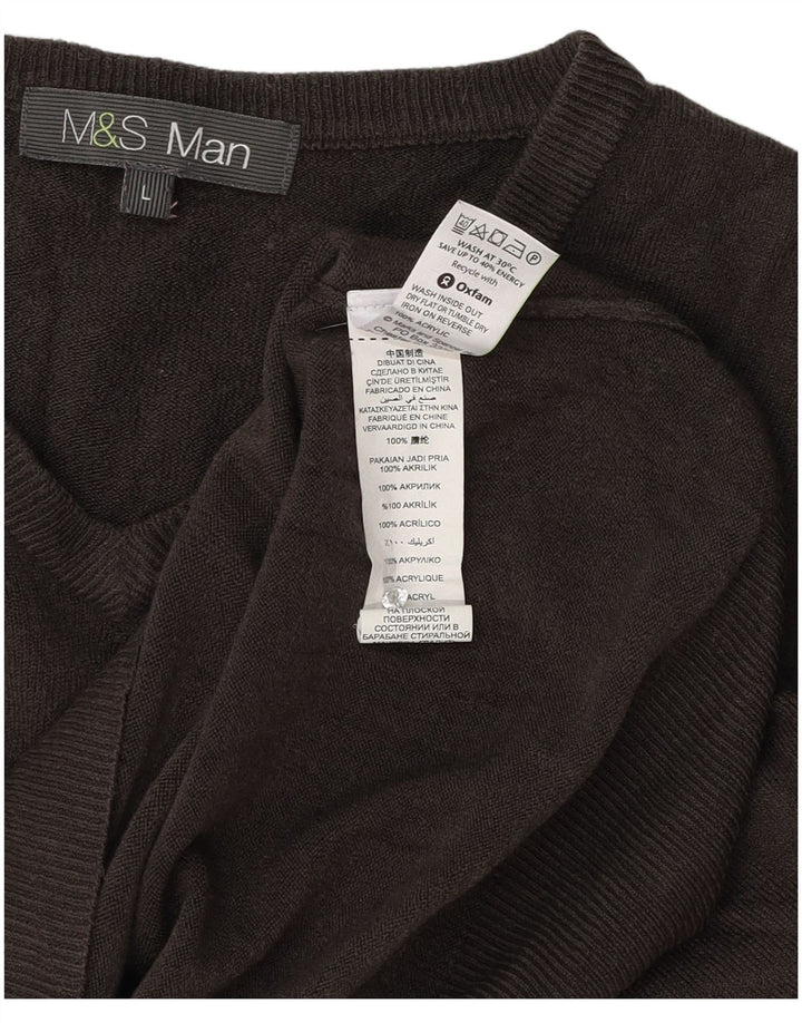 Marks & Spencer Herren-Pullover mit V-Ausschnitt, groß, Acryl, Grau