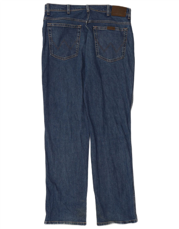 WRANGLER Herren Straight Jeans W36 L34 Blaue Baumwolle