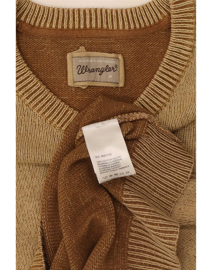 Wrangler Herren-Pullover mit V-Ausschnitt aus mittelbrauner Baumwolle