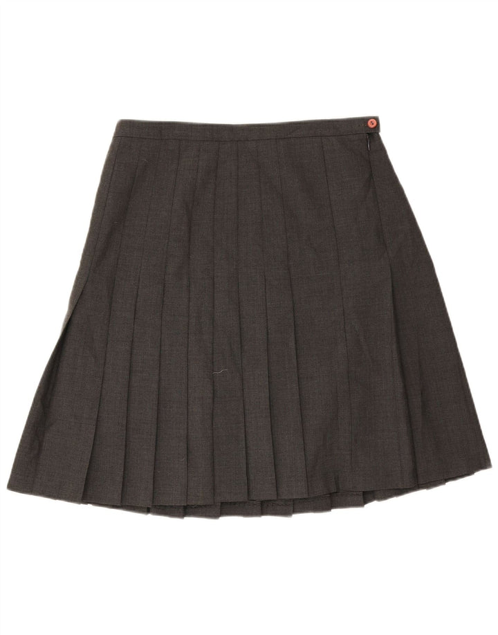 Vintage Damen Messerfaltenrock IT 44 Medium W32 Graue Wolle