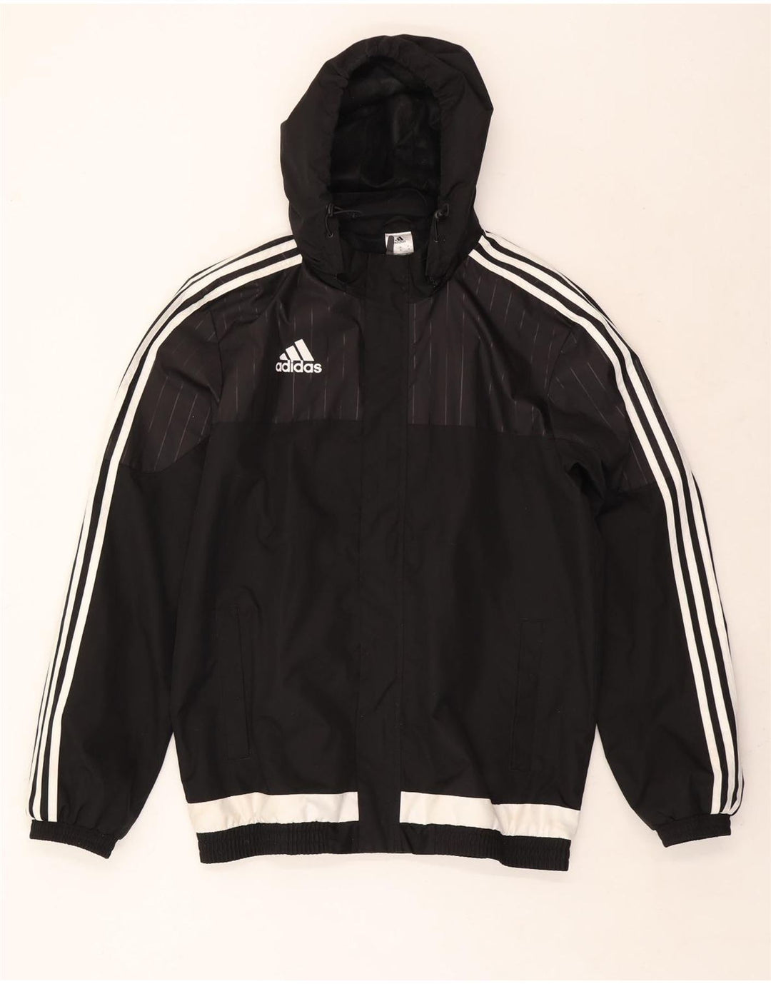 ADIDAS Herren-Trainingsanzug mit Kapuze, Oberjacke, Mittelschwarzes Farbblock-Polyester