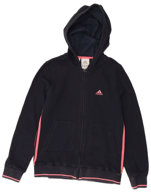 Adidas Mädchen-Kapuzenpullover mit Reißverschluss, 13–14 Jahre, marineblaue Baumwolle