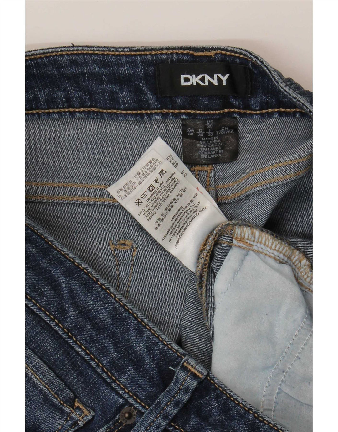 Dkny Damen Slim Jeans W30 L27 Blaue Baumwolle