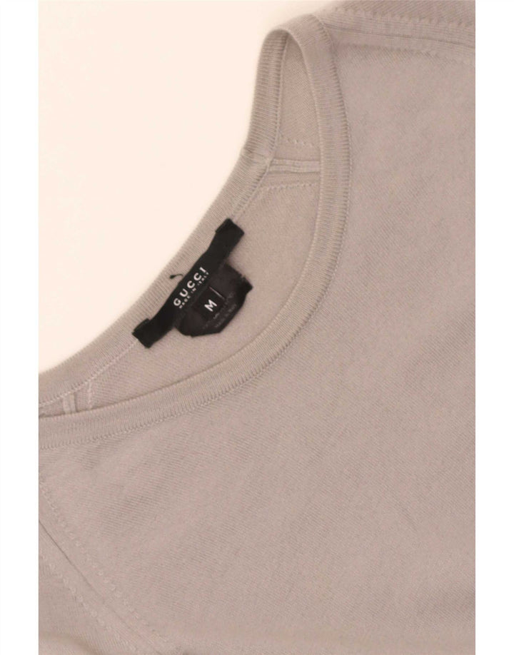 Gucci Damen-Pullover mit U-Boot-Ausschnitt, UK 12, mittelgraue Wolle