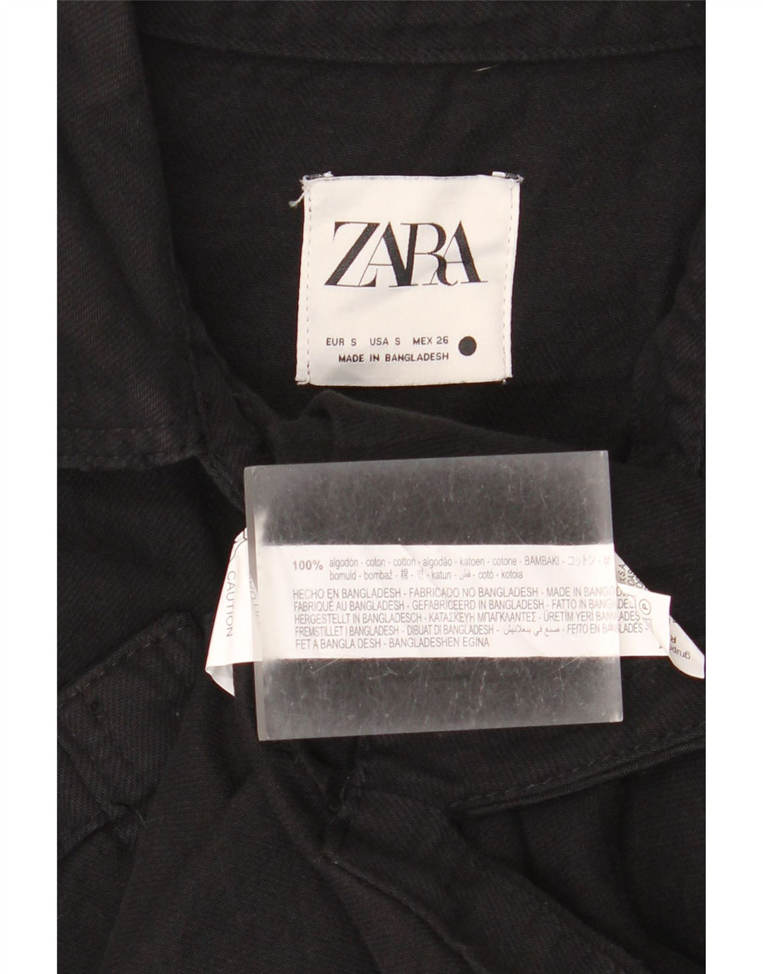 Übergroßes Jeanshemd von Zara für Damen, UK 10, Größe S, Schwarz, Baumwolle