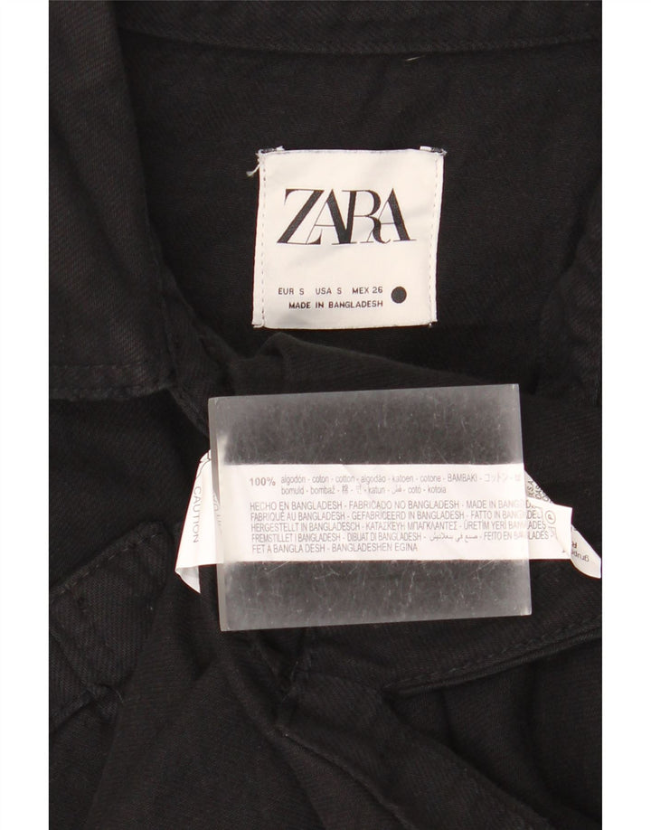Übergroßes Jeanshemd von Zara für Damen, UK 10, Größe S, Schwarz, Baumwolle