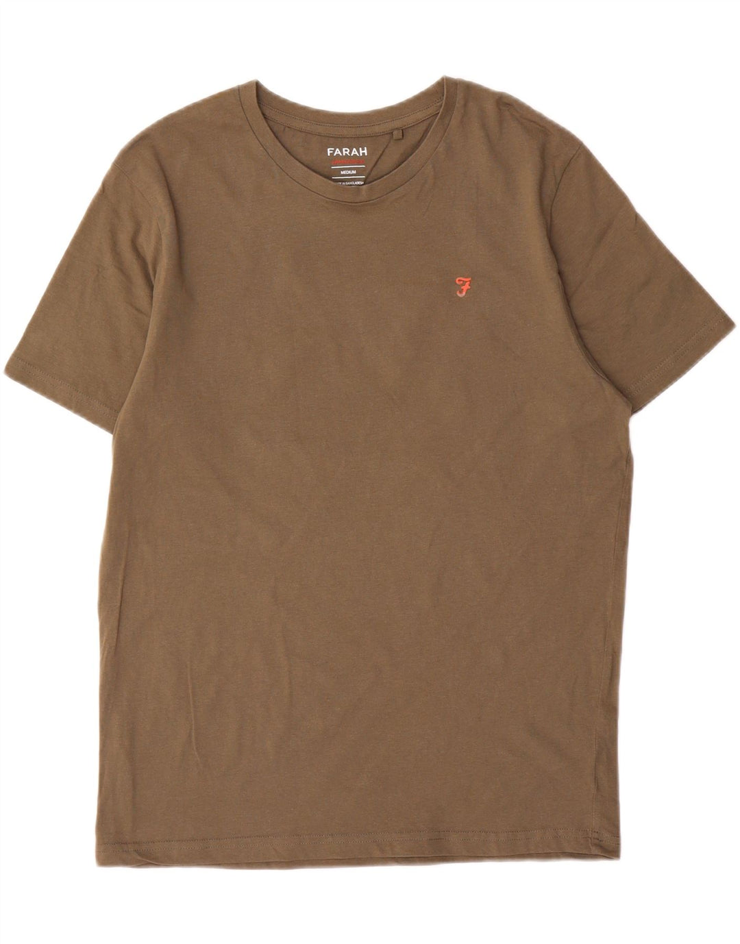 Farah Herren-T-Shirt-Oberteil aus mittlerer Khaki-Baumwolle