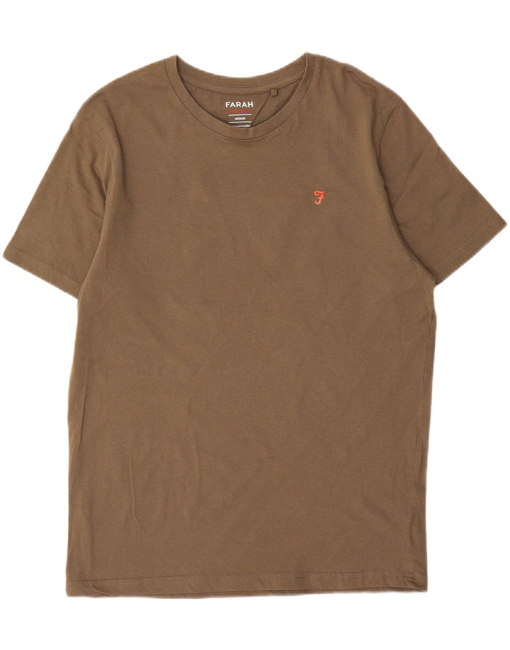 Farah Herren-T-Shirt-Oberteil aus mittlerer Khaki-Baumwolle