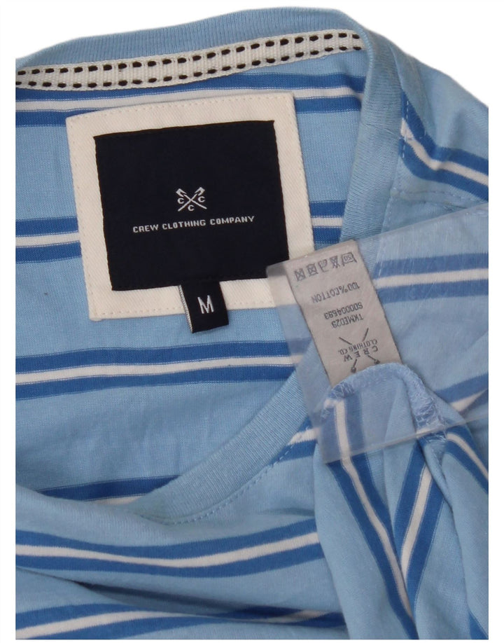 CREW CLOTHING Herren-T-Shirt-Oberteil aus mittelblauer, gestreifter Baumwolle