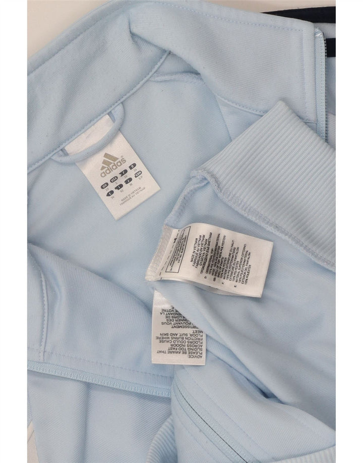 Adidas Damen Trainingsanzug Top Jacke UK 10 Small Blau Polyester