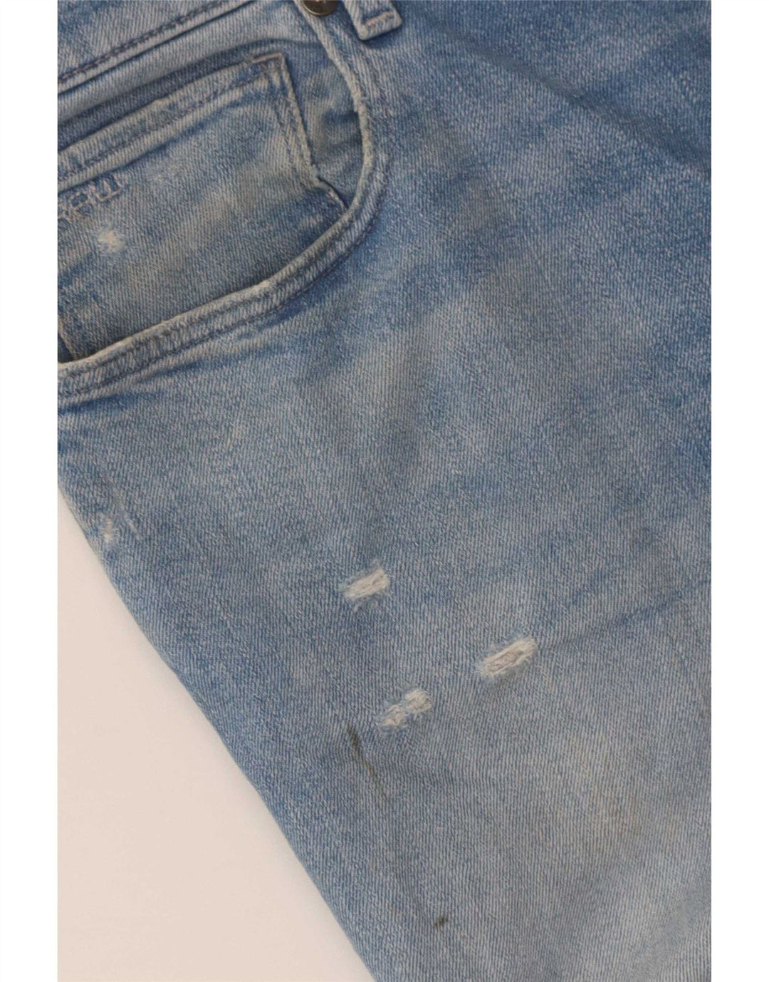 G-Star Herren 3301 Distressed Slim Jeans W34 L34 Blaue Baumwolle
